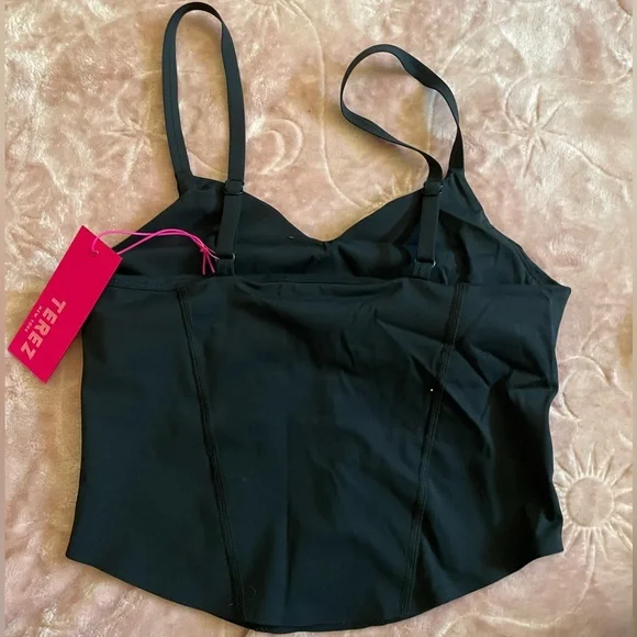 Terez Black cami corset crop top with Adjustable Straps - Picture 2 of 4